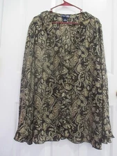 womens Venezia Jeans size 26/28 long sleeve Silk ruffle top