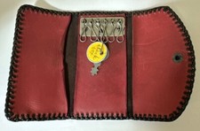 Genuine Leather Key Wallet Storage Trifold Keychain Cowhide Holds 6 Keys Rare