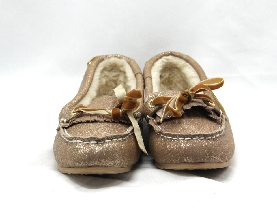Zapatilla Sperry Top Sider dorada brillante para mujer 6M zapato de ángel forrado de piel mocasín Foto 4 de 4
