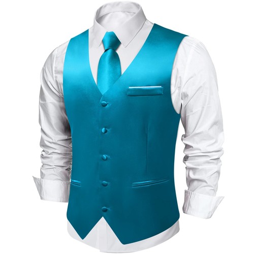 4Pcs Men's Champagne Suit Vest with 8cm Neck for Wedding Prom Groom Waistcoat - Picture 12 of 52