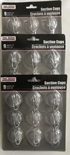 Tool Bench Hardware Suction Cups w/ Metal Hooks Lot Of 3 9-Count Packs New NIP