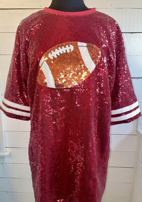 Sequin Dress, Sequin Jersey Dress, Crimson/Maroon Sequin Jersey Dress, Game  Day | eBay UK