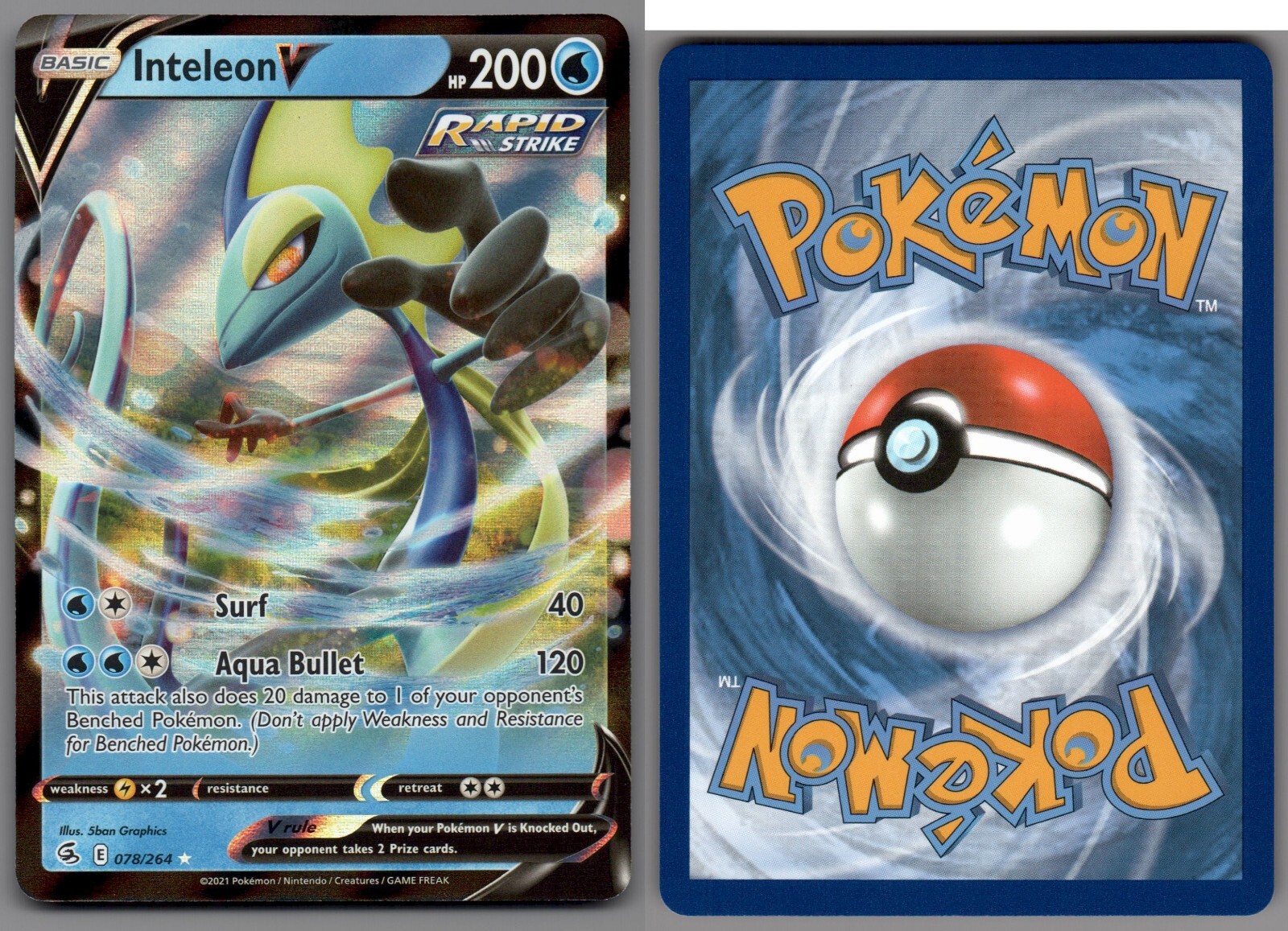 2021 Pokemon, Fusion Strike, #78/264 Inteleon V, Holo Ultra Rare