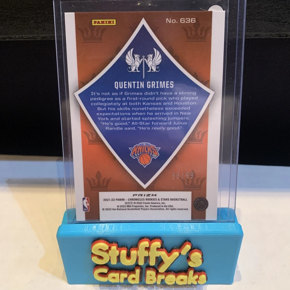 Quentin Grimes 2021-22 Panini Chronicles Rookies & Stars Crusade Blue RC /99 - Image 2 of 2