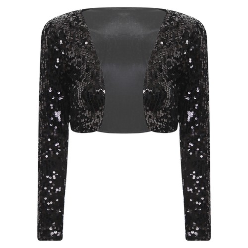 Womens Cardigan Shrug Jacket Music Blazer Sequin Outerwear Long Sleeve Coats - Bild 26 von 57