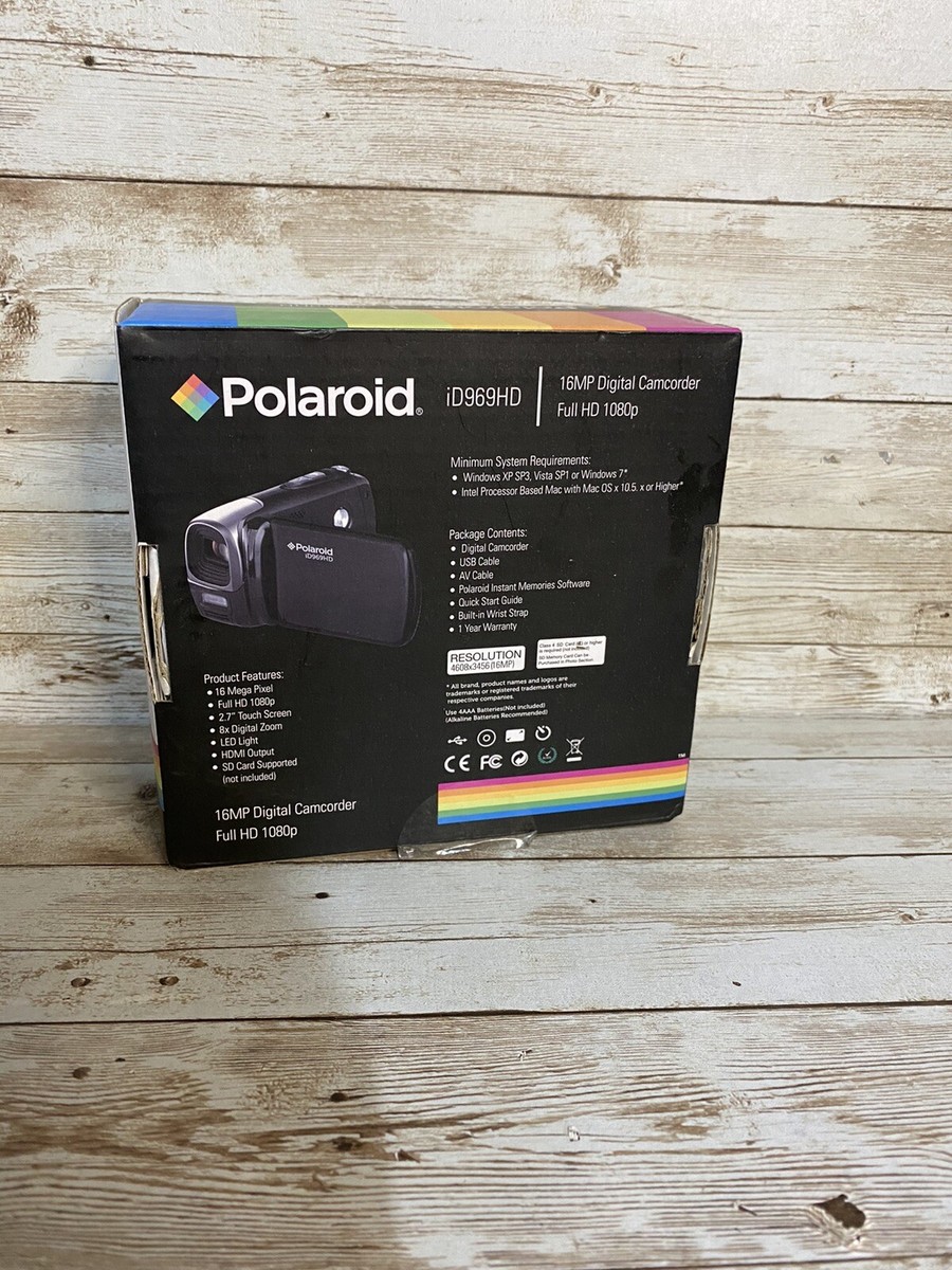 Polaroid Camera Id969HD 16MP/ Full HD 1080p BLACK TESTED WORKING