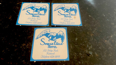 Spread Eagle Hotel Richmond Melb Bar Coasters x 3- 1970 s-Rare