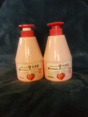 Kwailnara Welcos Strawberry Milk Body Lotion and Body Cleanser K Beauty 560g