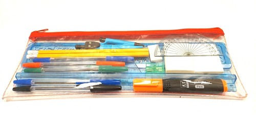 Maths & Geometry Set With 20 Pieces Stationery Clear Pencil Case Back To School - Picture 7 of 8