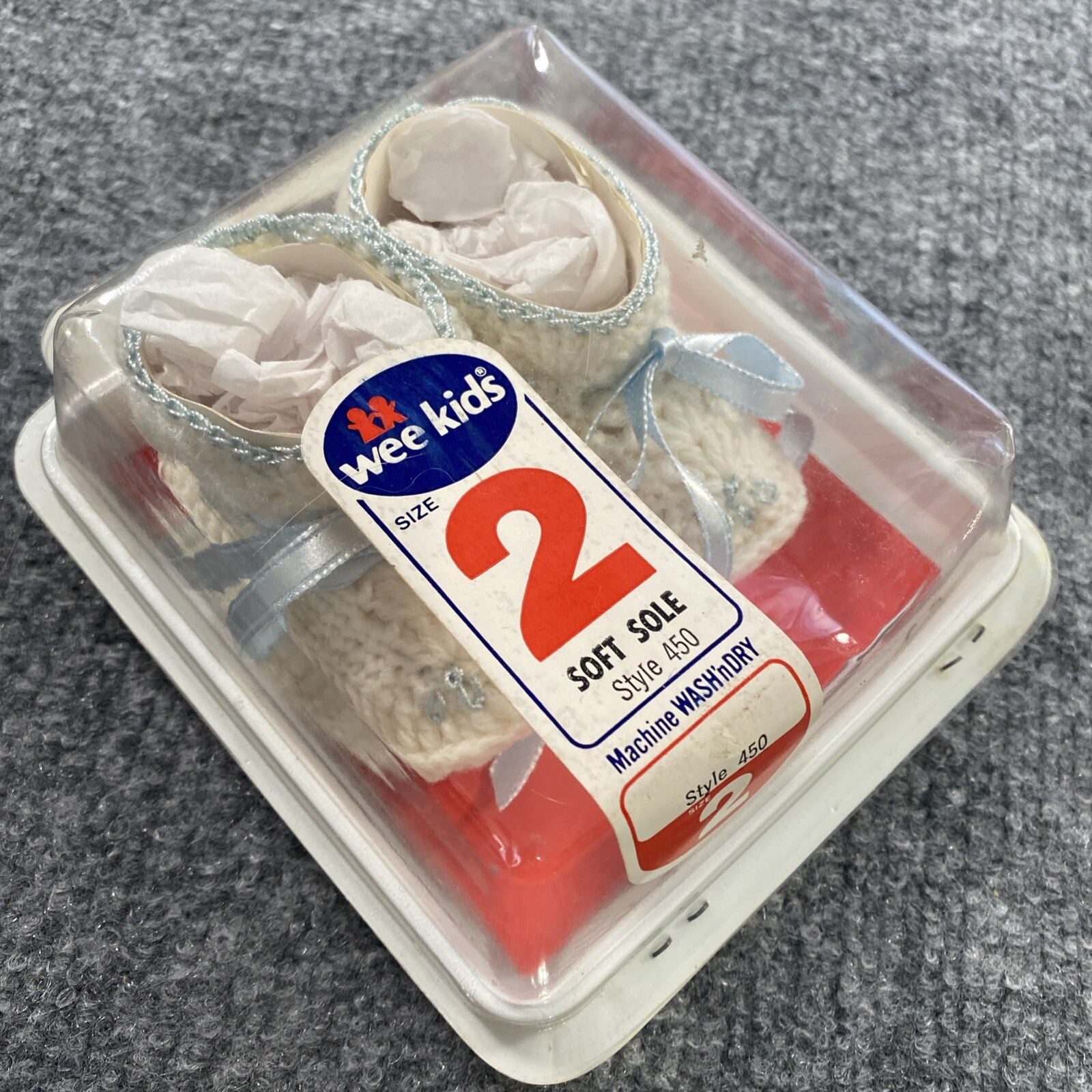 SAOLA Scarpe bambino Wee ragazzo 2 suola morbida blu uncinetto stile vintage slip on 450 nuove