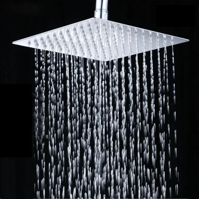 US Square 8 Inch Rainfall Shower Head Ceiling/Wall Mount Mixer Faucet No Arm