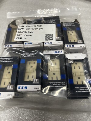 Eaton SGF15V GFCI receptacle Self-test,#14 - 10 AWG 15A 125v - Lot of 8