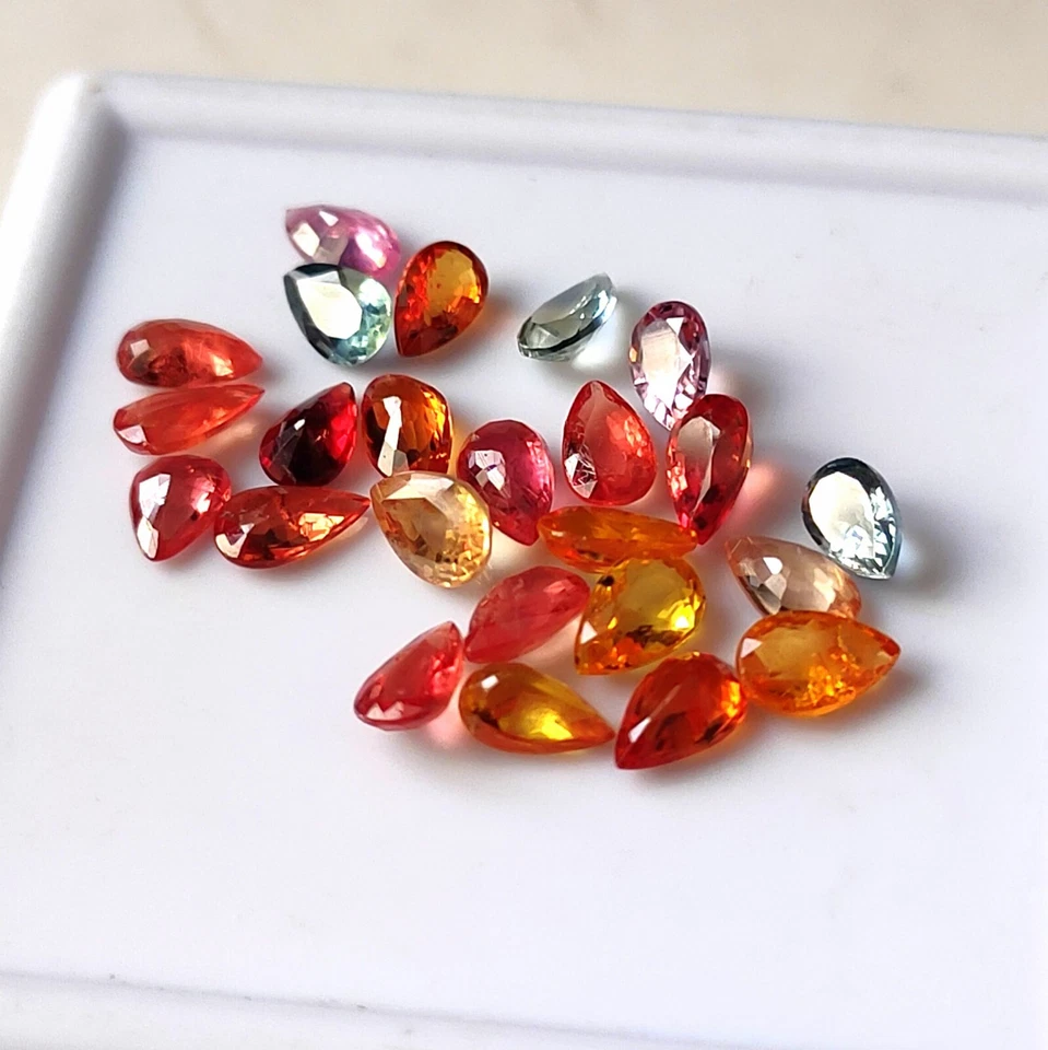 3X5 MM PEAR CUT AAA+ NATURAL MULTI SAPPHIRE FACETED CALIBRATED GEMSTONE 25 PIECE - Image 4 of 4