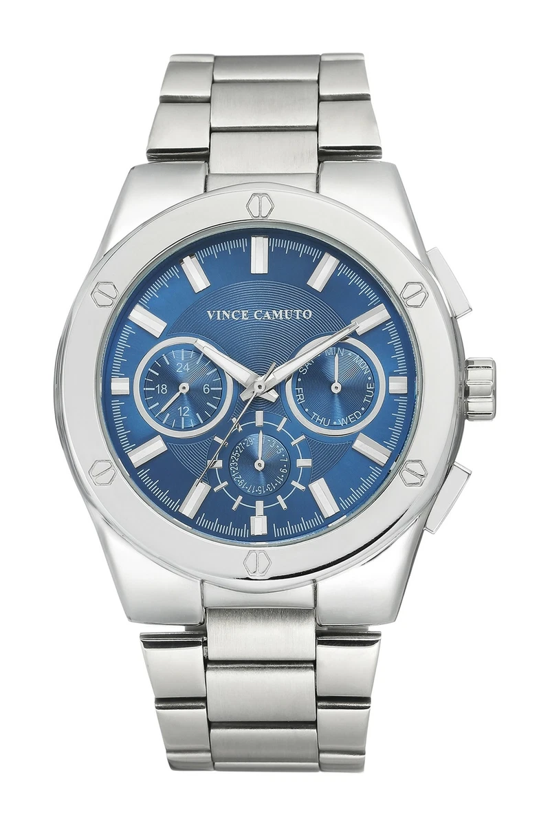 Vince Camuto Chronograph 45mm Navy Dial Silver Steel Mens Watch VC 1104BLSV SD
