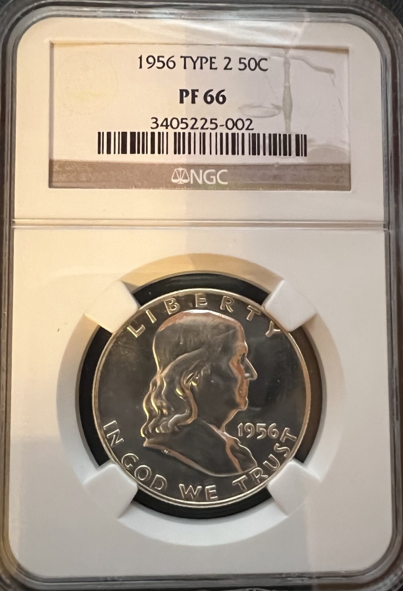 1956 50C Franklin Silver Half Dollar Proof Type 2 NGC PF 66 | eBay