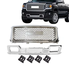 Fits GMC Sierra 1500 2014 2015 Front Grille&Front Bumper Lower Plate Chrome