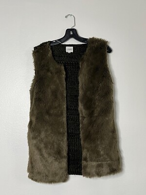 Faux Fur & Knit Vest For Women Size S By B-Sharp Brown