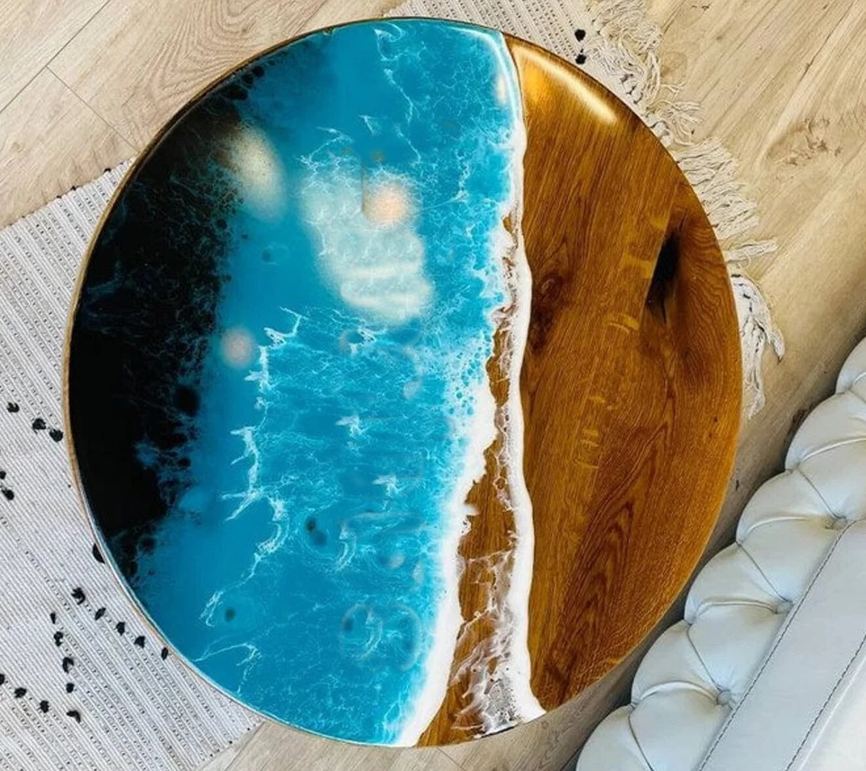 Ocean Coffee Table, Epoxy Side Table, Resin C Table, Sea Table, Living Home Deco - Image 2 of 3