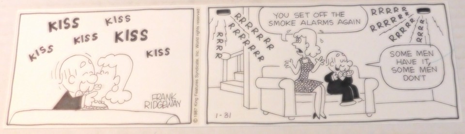  MR. ABERNATHY : Hot Kisses ORIG DAILY COMIC STRIP ART SIGNED by FRANK RIDGEWAY Comic Art