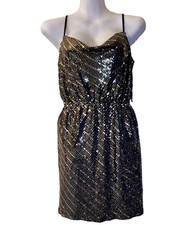 Alexia Admor Kylien Dress Small MOB WIFE Draped Foil Shine Disco Club Party Prom
