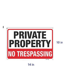 2-lot LARGE No Trespassing Signs Private Property Metal 10x14 RustFree Aluminum