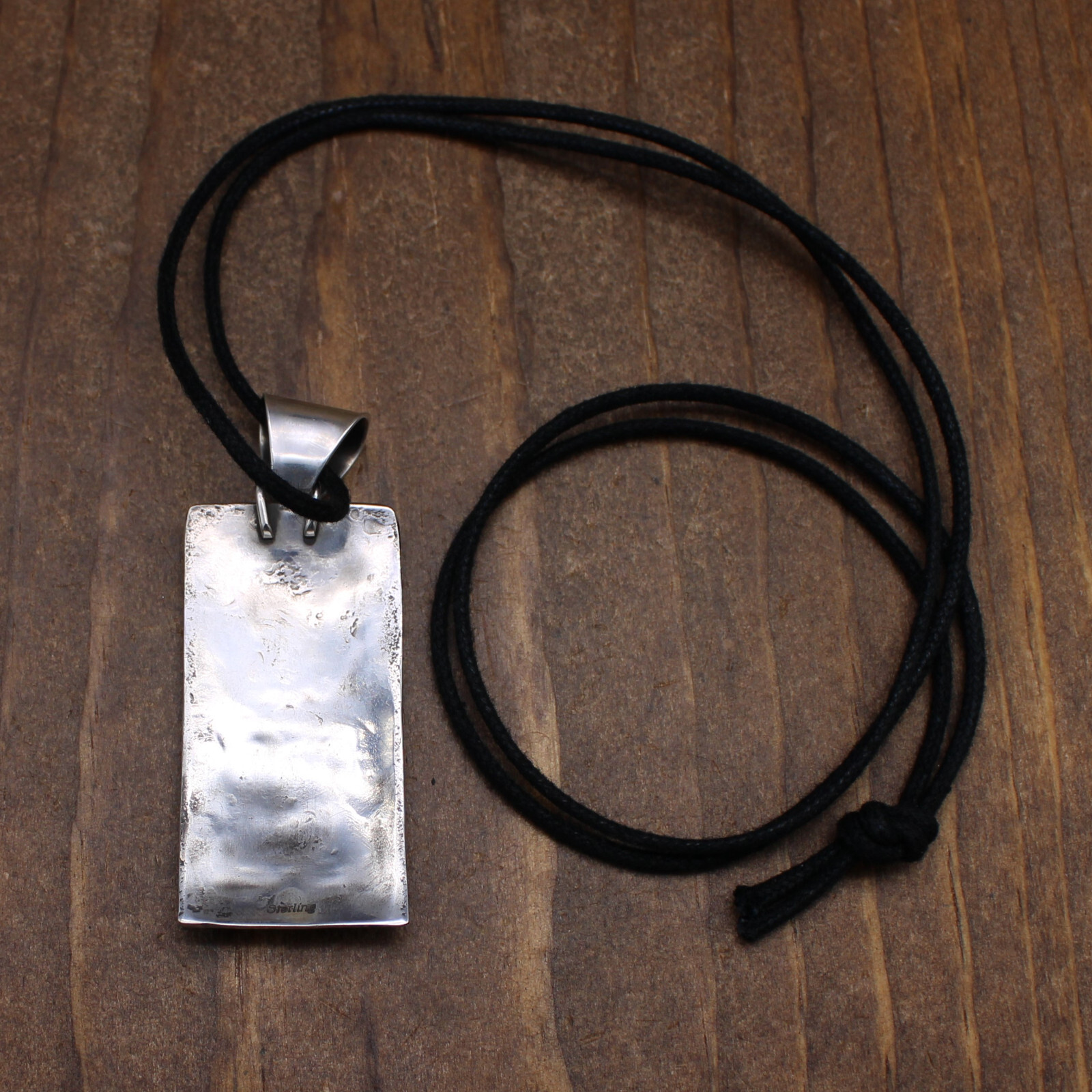 Sterling Silver Rectangular Pendant on Black Cord… - image 5