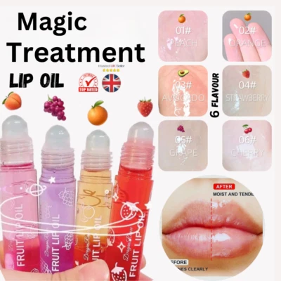 Hydrating Lip Glow Balm, Fruit-Flavoured Plumping Lip Gloss Oil For Dry Lips