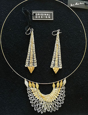 NECKLACE AND EARINGS, CZECH ARTIST VLASTA WASSERBAUEROVA, NEW, MAISEL SYNAGOGUE