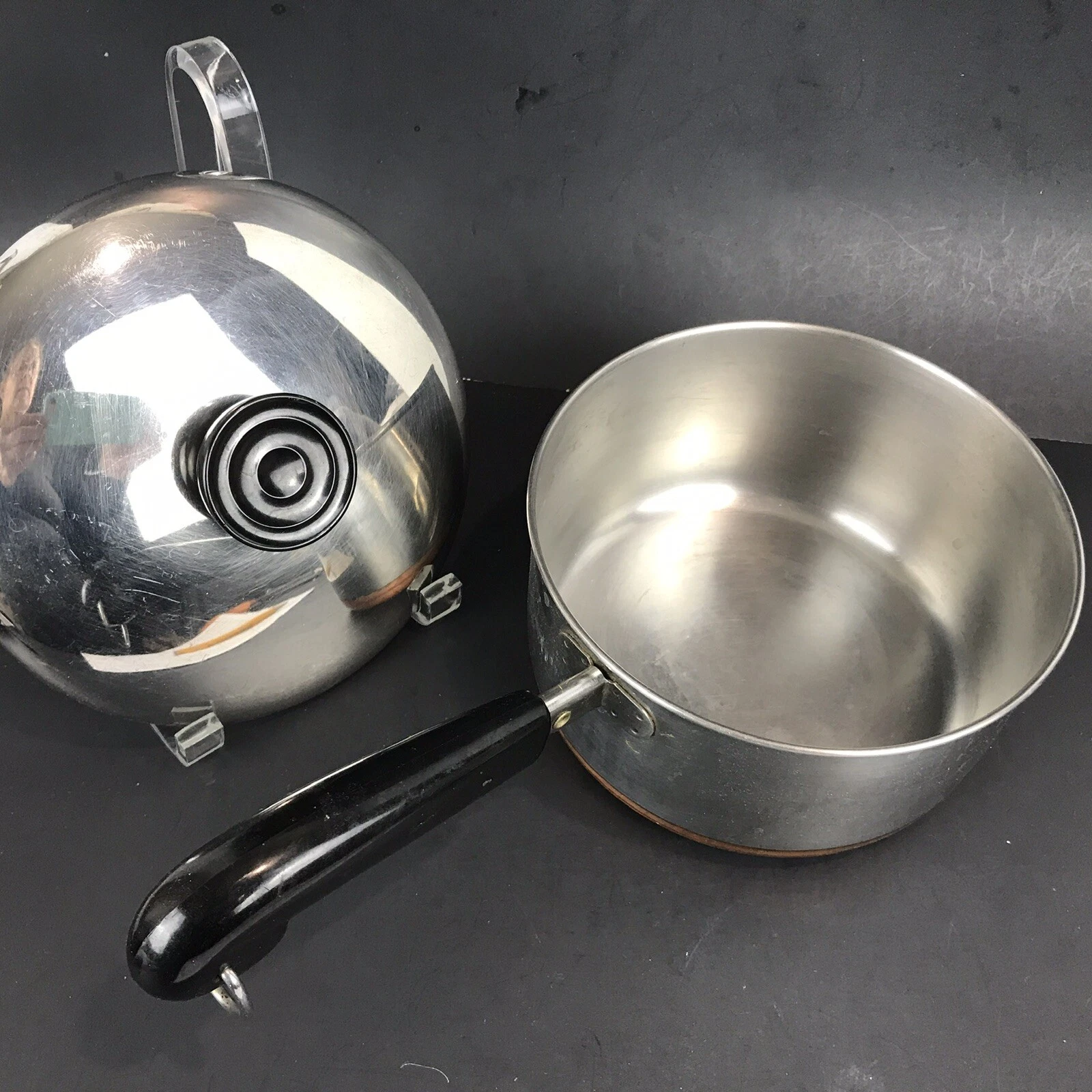 Vintage Revere Ware 1 1/2 QT Quart Sauce Pan Copper Clad Bottom With Lid