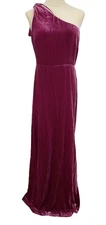 NICOLE MILLER COLLECTION New York Velvet Silk One Sleeve Dress Size 6 Purple