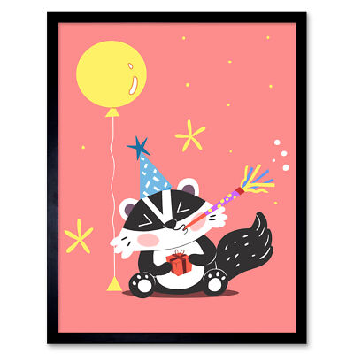 Dachs Party Ballon gerahmter Wandkunstdruck 9x7