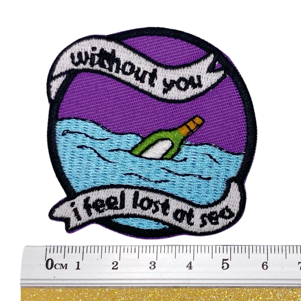 Flaschenpost Brief Patch Aufnäher Bügelbild Applikation Sehnsucht Fernweh Meer - Bild 2 von 4