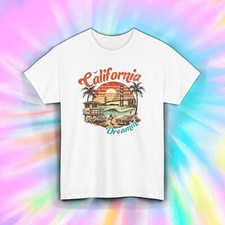 California Dreamin Shirt Retro Beach Bridge Sunset Travel Gift S-5XL