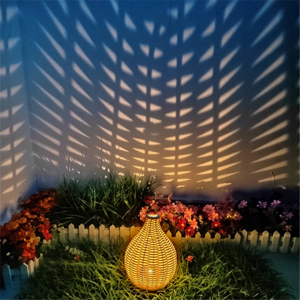 Rattan solar garden lights deals