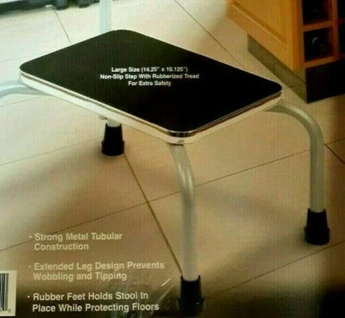 Medical Heavy Duty Step Foot Stool Steel With Handle Non Slip Rubber Platform - Image 2 of 4