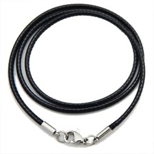 Waterproof Braided Leather Chain Cord Necklace with Stainless Steel Clasp