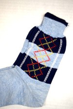 Vintage Socks King James Argyle 40s 50s Boy's 8 Blue Navy Red Yellow 7" x 7" NWT