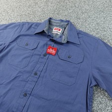 NEW Wrangler Shirt Mens S Blue Short Sleeve Flex Stretch Button Up Work Casual
