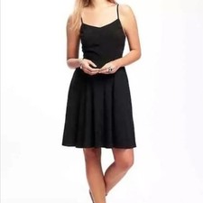 Old Navy Cami Fit & Flare Dress Black Sundress Minimalist Basic Summer LBD XS