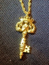  Monet Goldtone Necklace Key with Crown, Rare, VG Condition, Stamped Beautiful!!