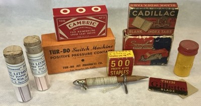 Antique Vintage Drawer Lot of Office Desk Supplies Contents 1930 s - 1960 s
