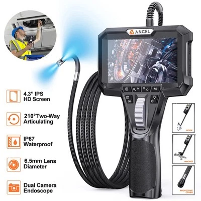 ANCEL 2-Wege 210° Endoskop Kamera 6.2mm Inspektionskamera 1.6M halbsteifes Kabel
