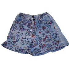 Vintage Kids Embroidered Denim Shorts Girls Size 6 8