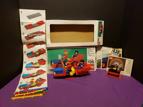 Vintage Lego Set with People Lot 196 Building Antique Car Manual 1974 Incomplete