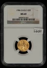 1986 G$5 1/10 oz Gold American Eagle - NGC MS 69 - SKU-G6089