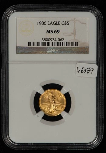 1986 G$5 1/10 oz Gold American Eagle - NGC MS 69 - SKU-G6089