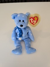 Ty Beanie Baby Holiday Teddy Blue Bear 1999 with tags and case