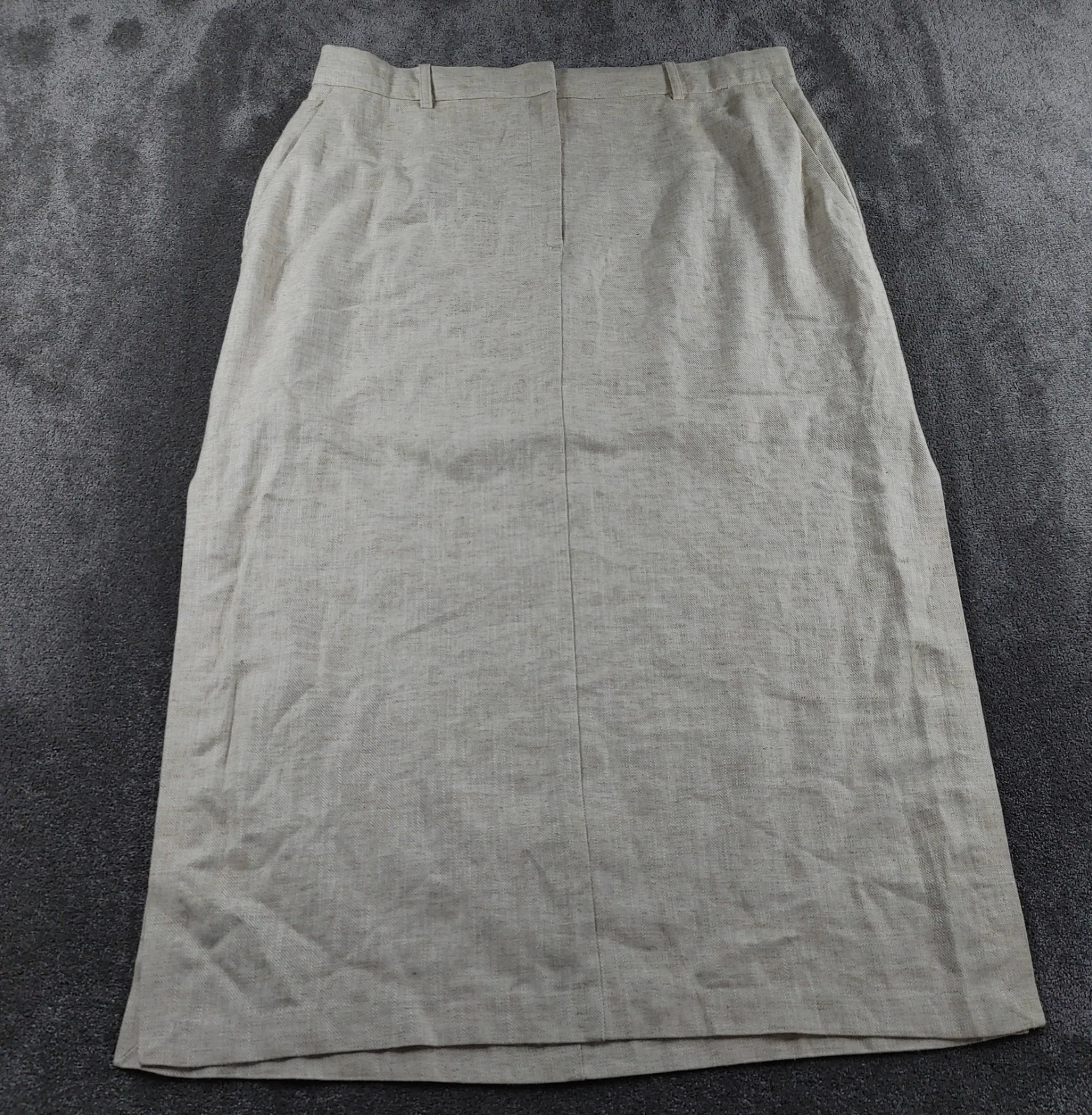 M&S Skirt Womens UK 18 Beige Linen Blend Maxi Boho Coastal Cottagecore