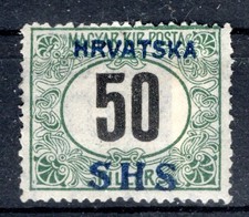 Kroatien 50 f Porto 1918, Aufdruck auf Ungarn