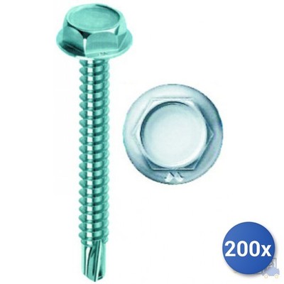 200x Schraube Selbstbohrende Kovervit Drillex  Mustad Verzinkt Weiß Tecc